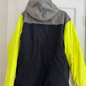 DC Hooded Colorblock snowboard jacket in Black, Gray & Neon Yellow